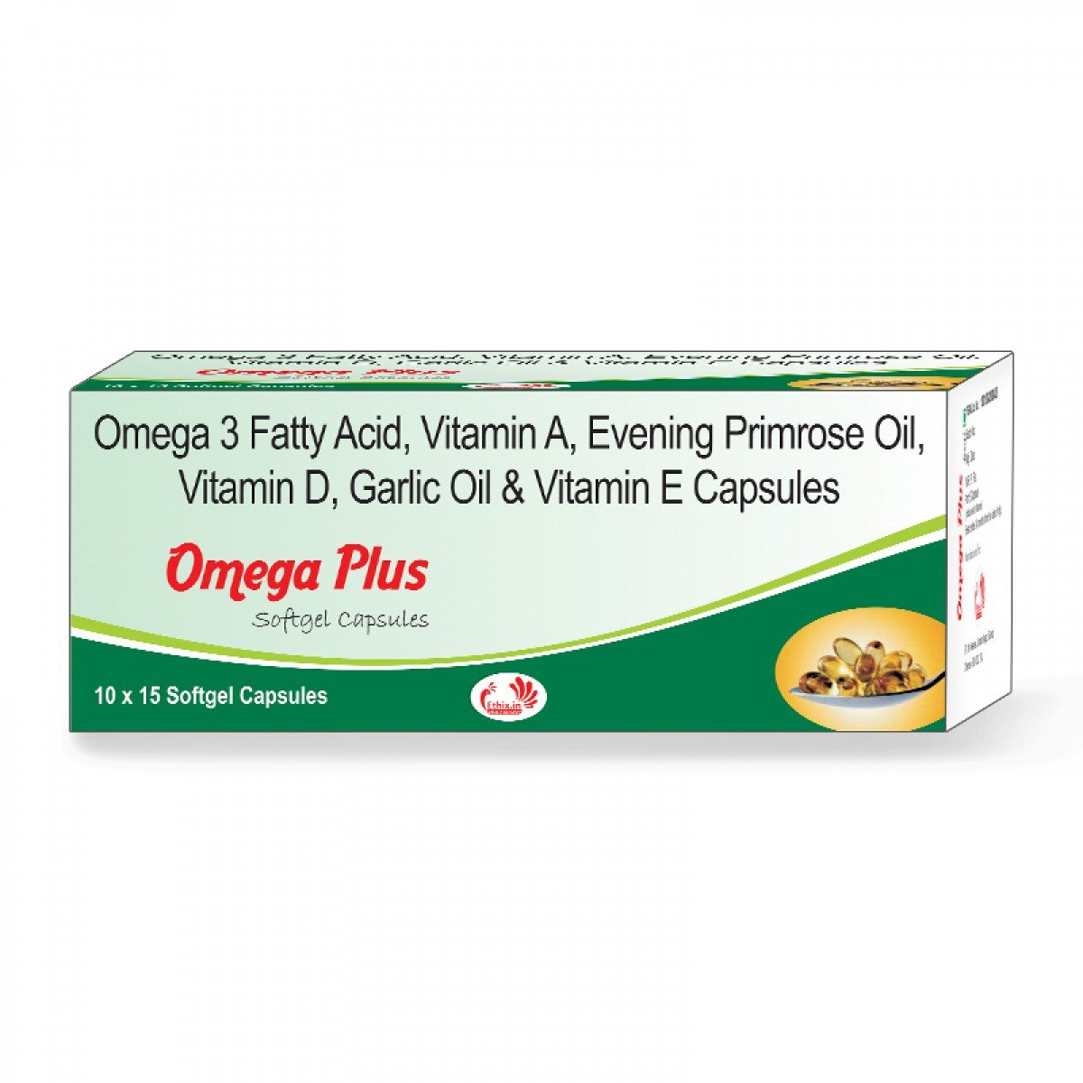 Omega Plus Omega 3 fatty Vitamin A Vitamin D Garlic oil